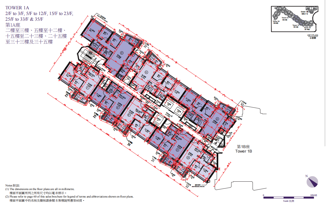 維港1號 標準層平面圖 1059個單位布局設計
